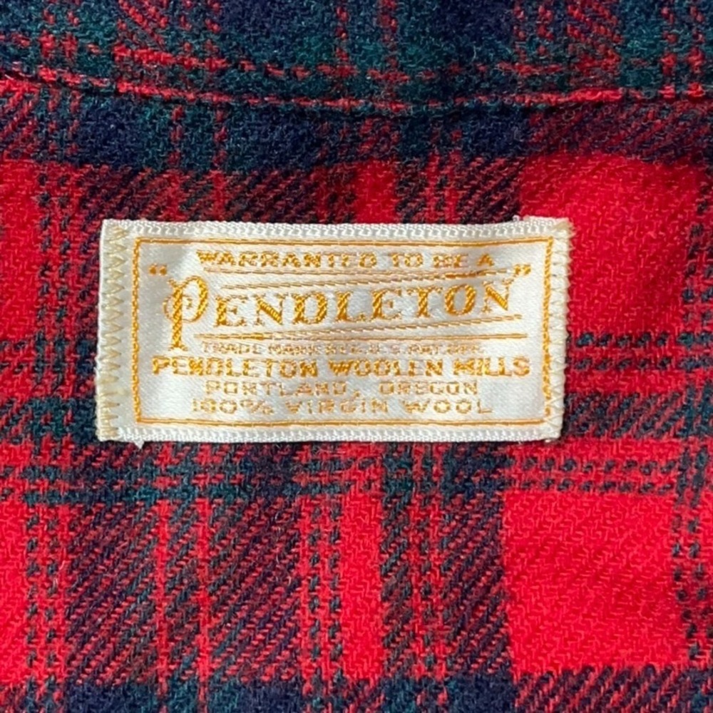 Vintage 1940s 50s Pendleton Wool Robe Dress Red Plaid Belted Pockets - Picture 3 of 13